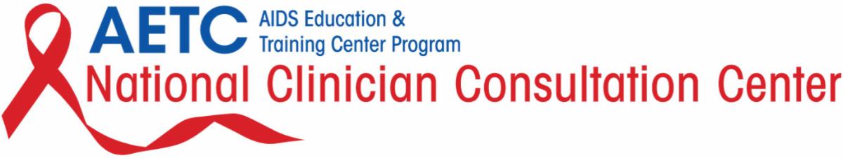 AIDS Education and Training Center Program and National Clinician Consultation Center logos.